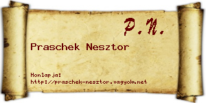 Praschek Nesztor névjegykártya